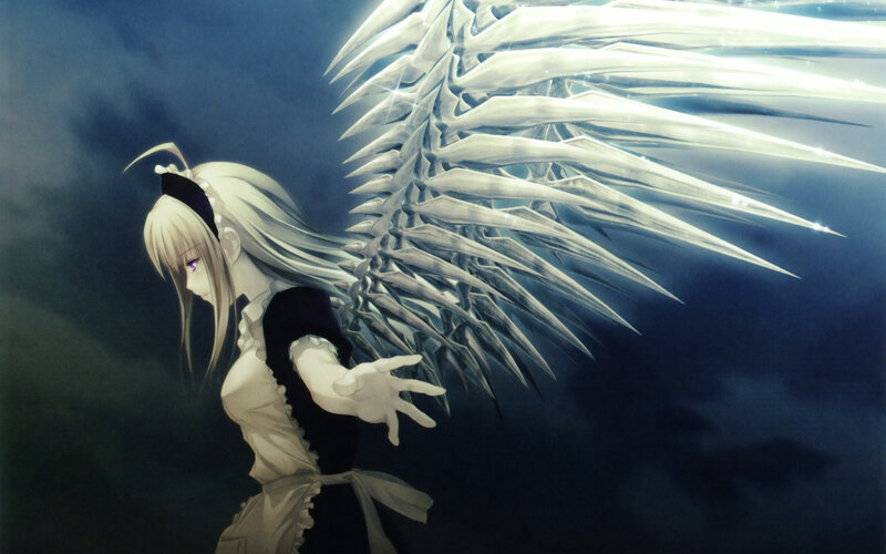 anime girl with angel wings