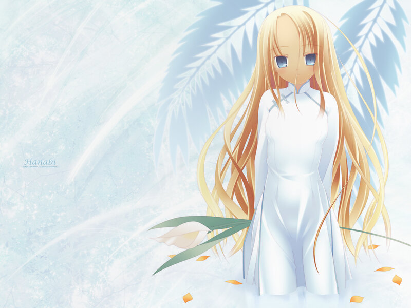 Anime girl with angel wings
