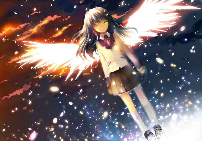 Anime girl with angel wings