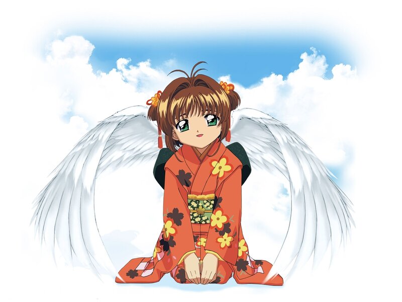 Anime girl with angel wings