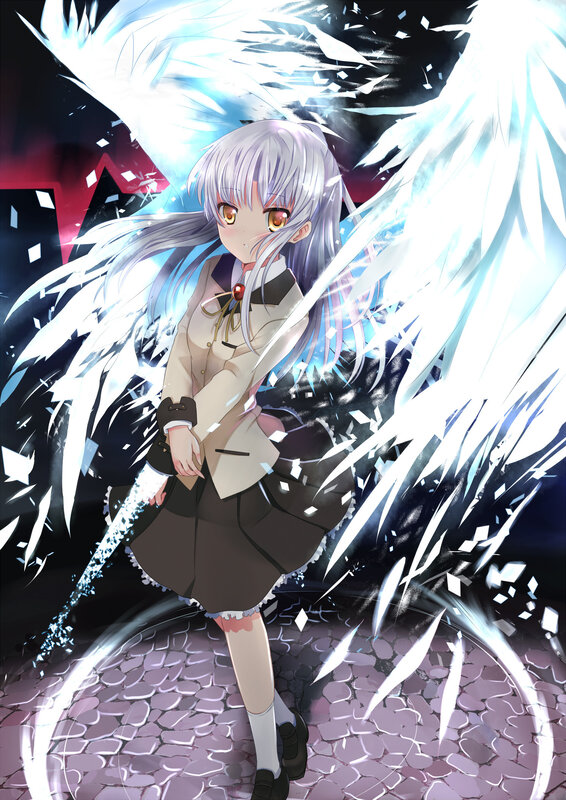 Anime girl with angel wings
