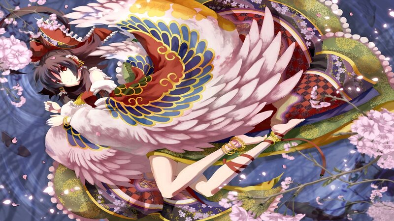 Anime girl with angel wings