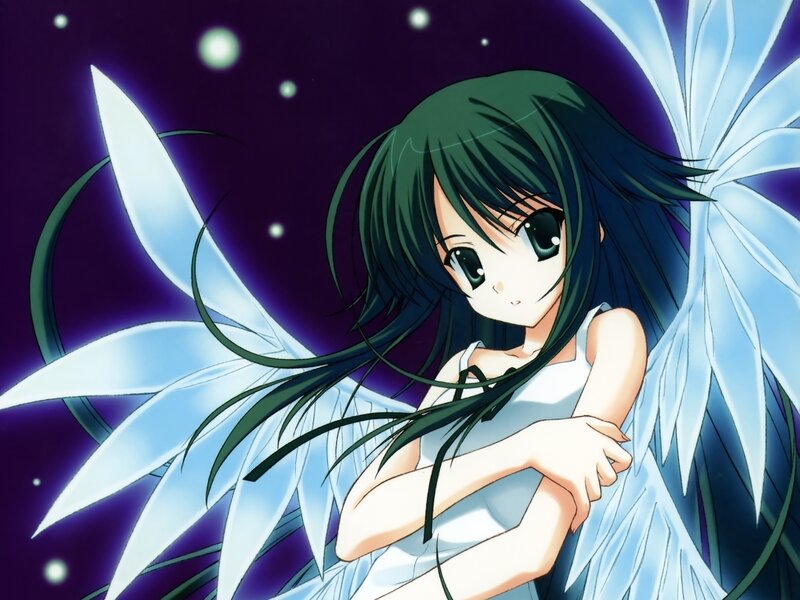 anime girl with angel wings