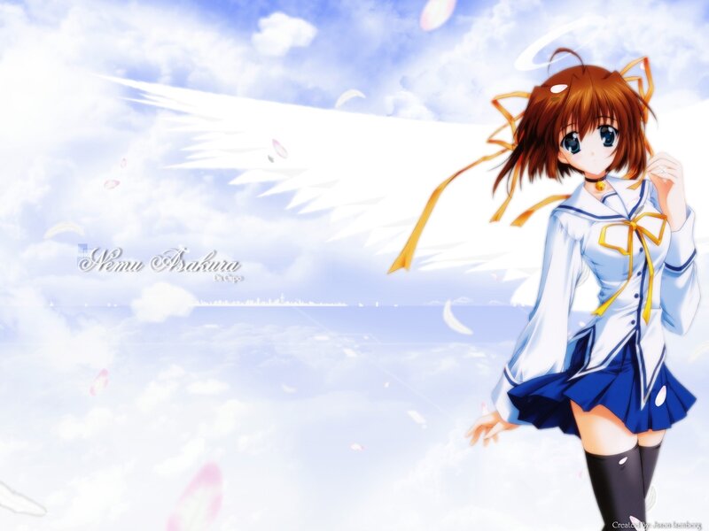 Anime girl with angel wings
