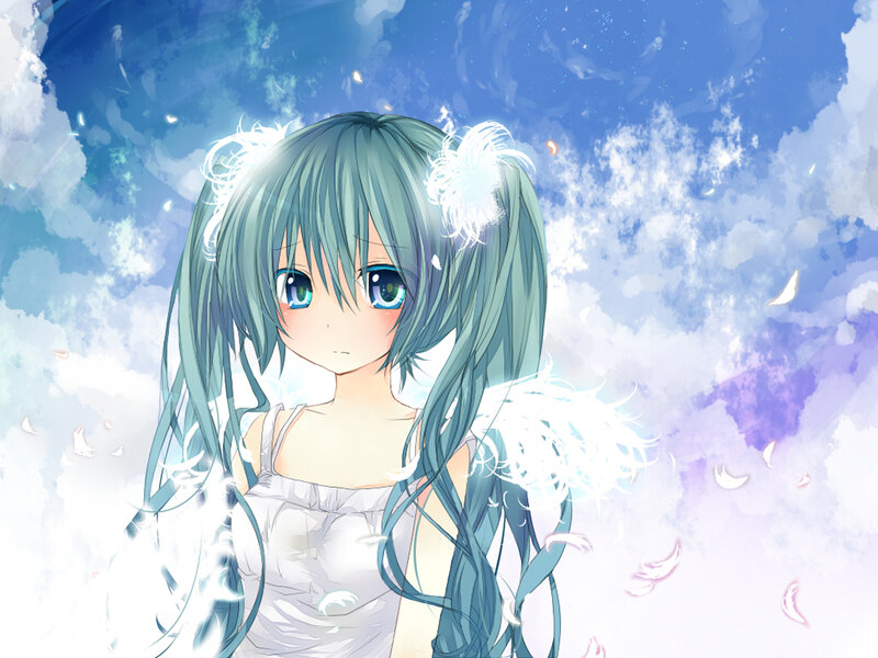 anime girl with angel wings