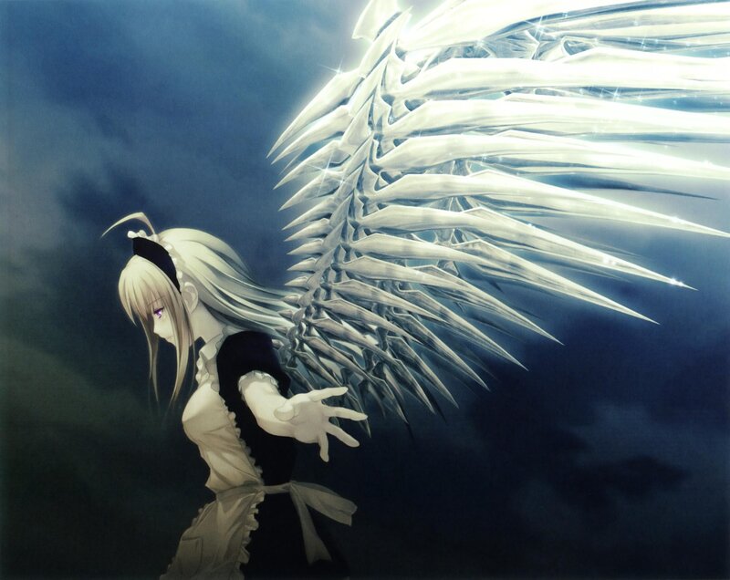 anime girl with angel wings