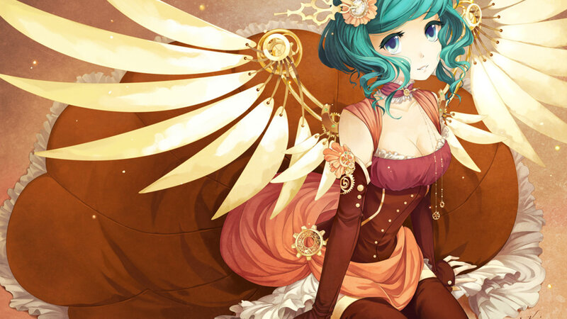 anime girl with angel wings