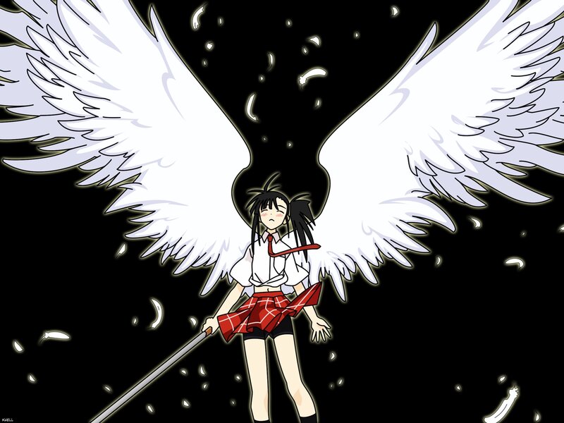 Anime girl with angel wings