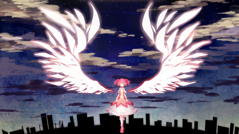 Anime girl with angel wings