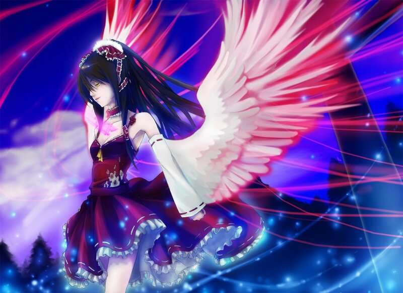 anime girl with angel wings