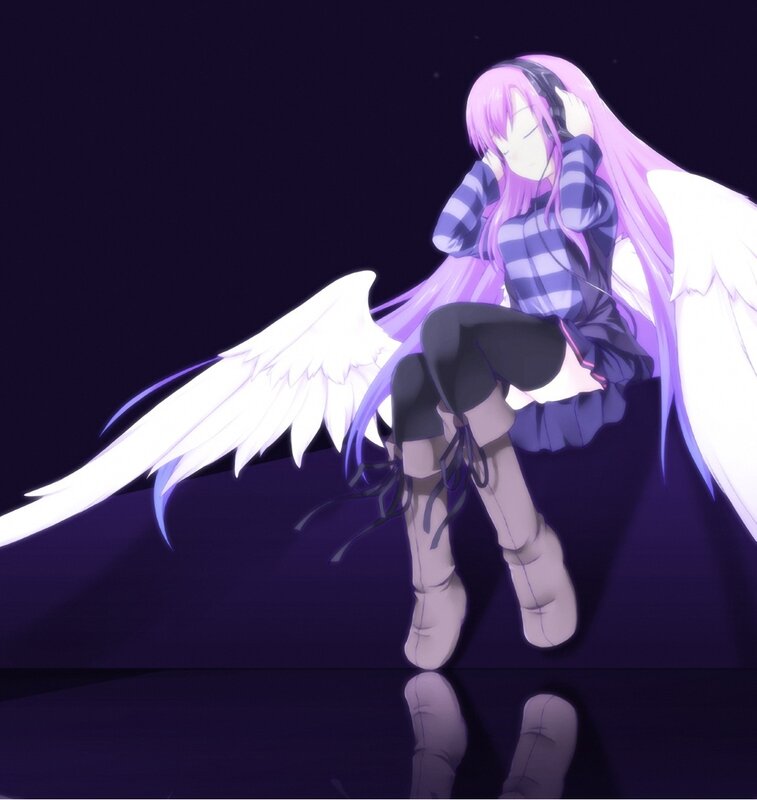 anime girl with angel wings