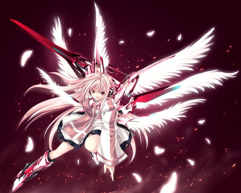 anime girl with angel wings