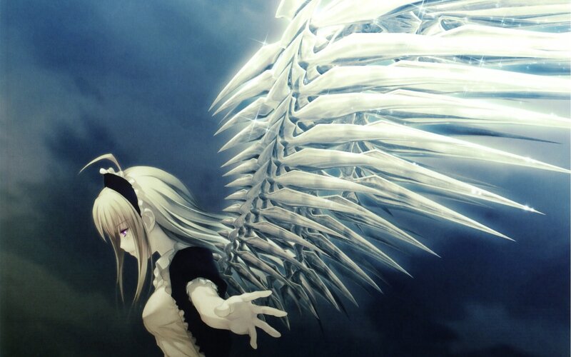 anime girl with angel wings