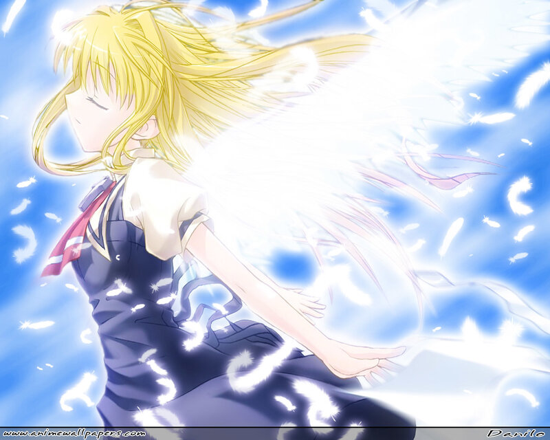 Anime girl with angel wings