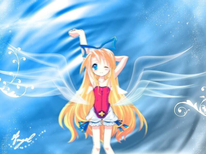 Anime girl with angel wings
