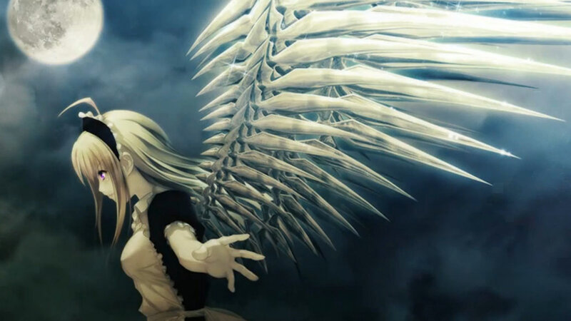 anime girl with angel wings