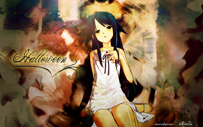 Anime girl with angel wings