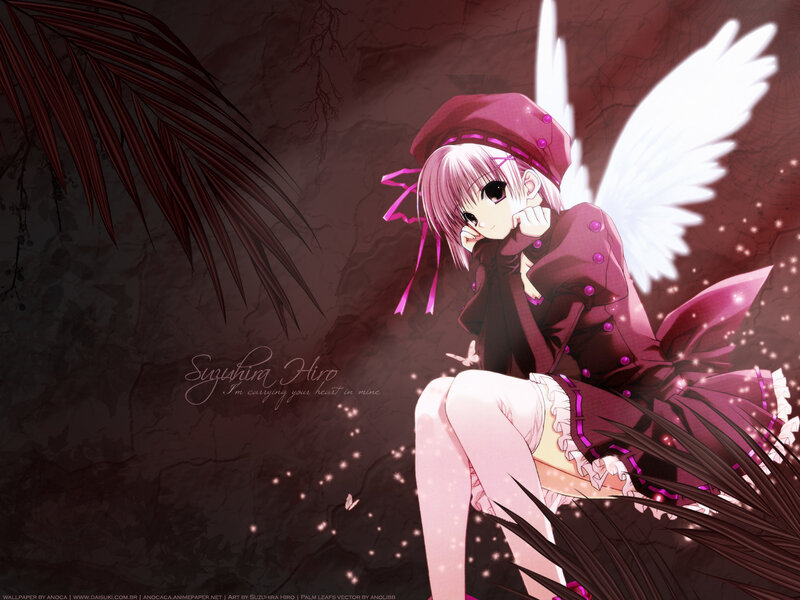 Anime girl with angel wings