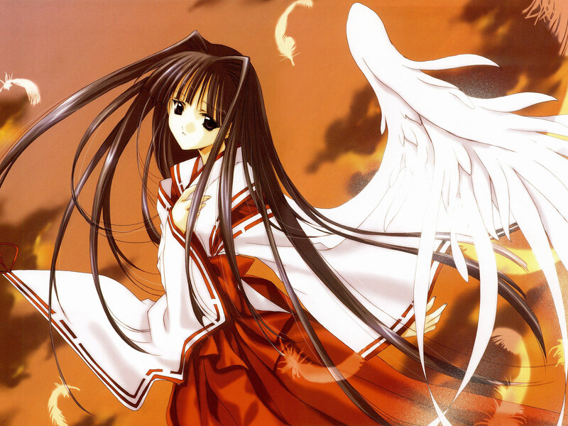anime girl with angel wings