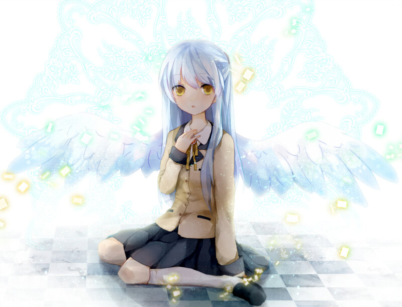 anime girl with angel wings