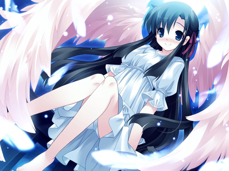 anime girl with angel wings
