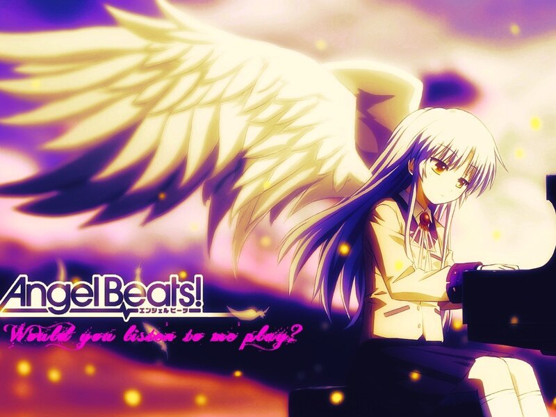 Anime Girl with Angel Wings — Purple, Dramatic