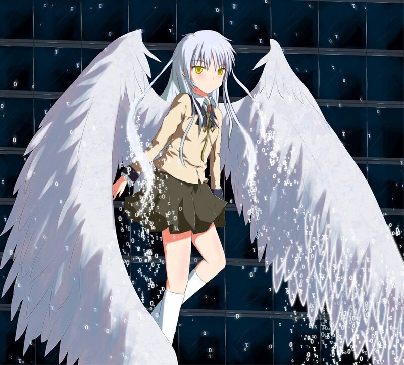 Anime Girl with Angel Wings — White, Dramatic
