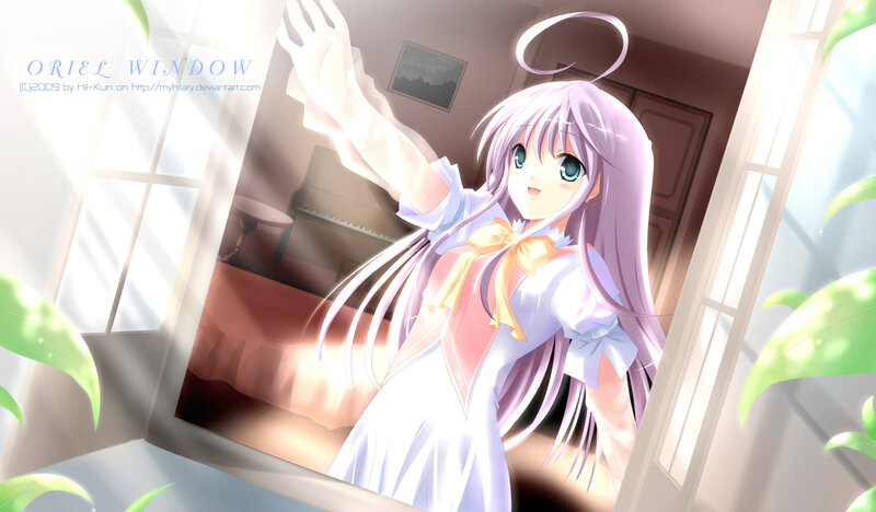 Anime Girl with Angel Wings — White, Serene, Morning