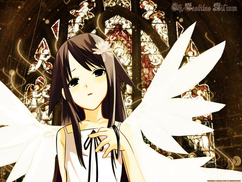 Anime Girl with Angel Wings — White, Serene, Night