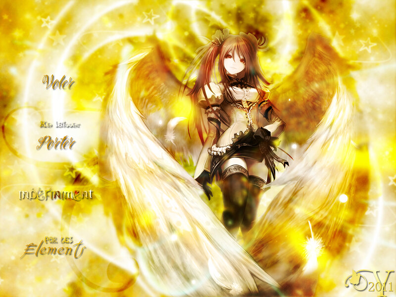 Anime Girl with Angel Wings — Yellow
