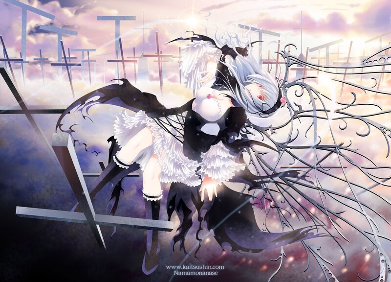 Anime girl with angelic wings