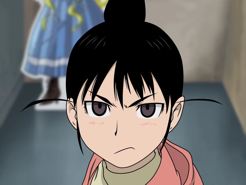 Anime Girl with Angry Expression — Black