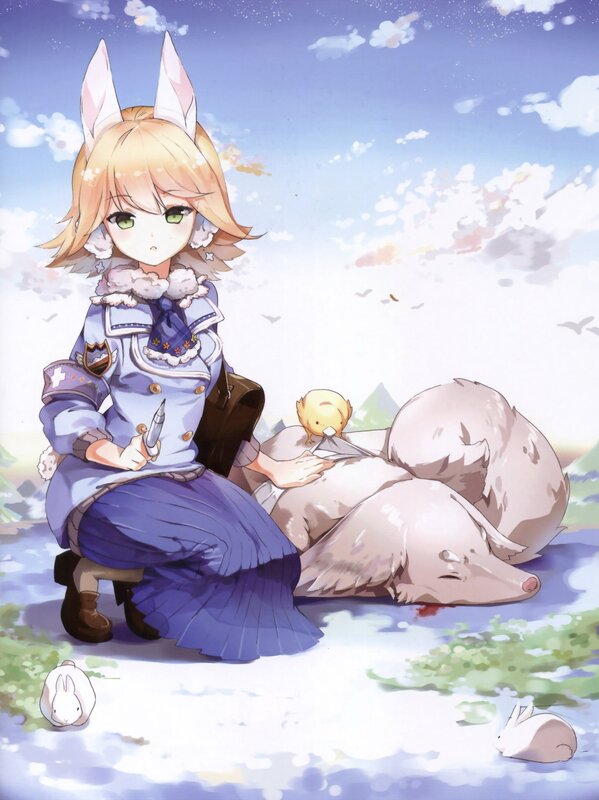 Anime girl with animal companions