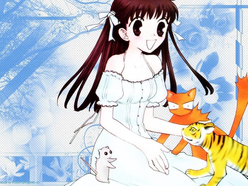 anime girl with animal friends