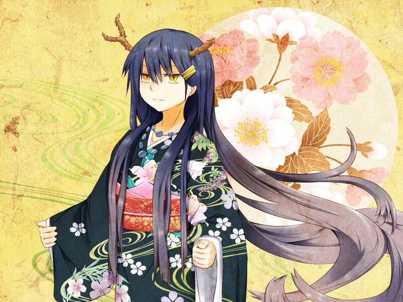 Anime Girl with Antlers — Black