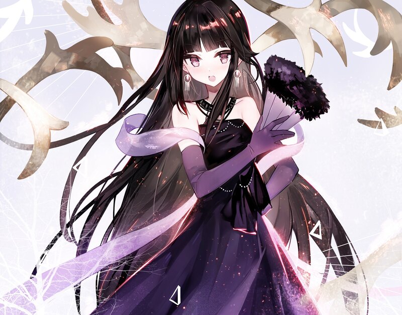 Anime Girl with Antlers — Purple, Dramatic
