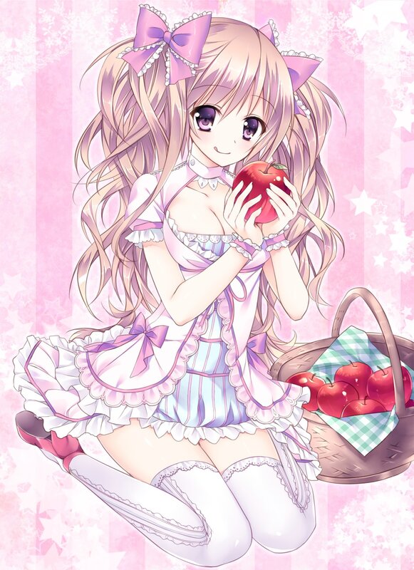 Anime girl with apple
