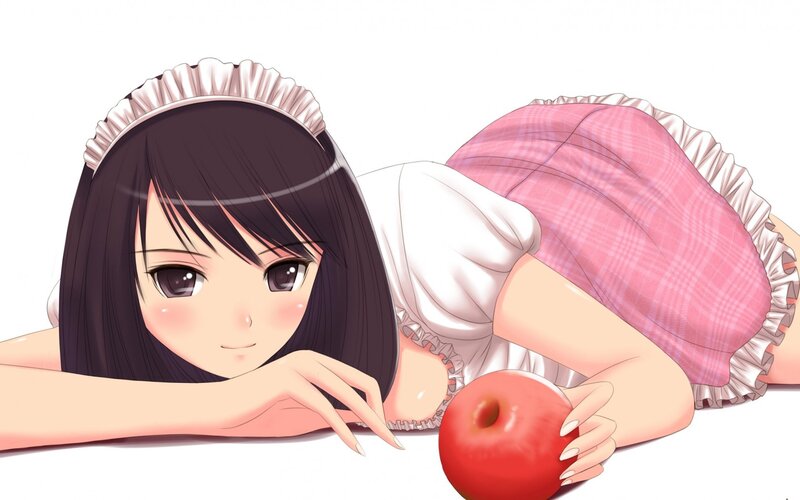 anime girl with apple