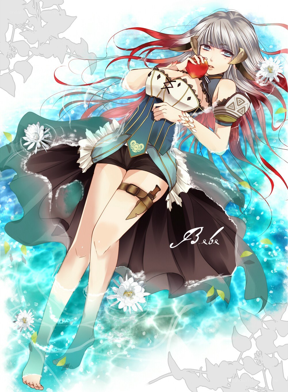 anime girl with apple
