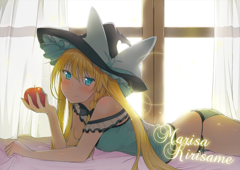Anime girl with apple