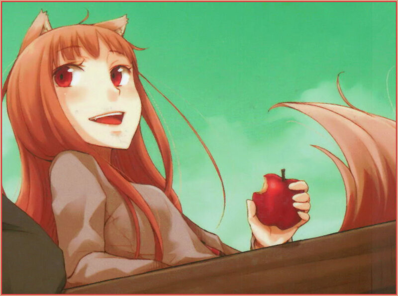 anime girl with apple