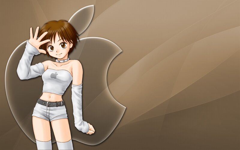 anime girl with apple logo