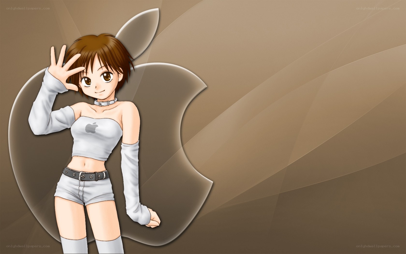 anime girl with apple logo