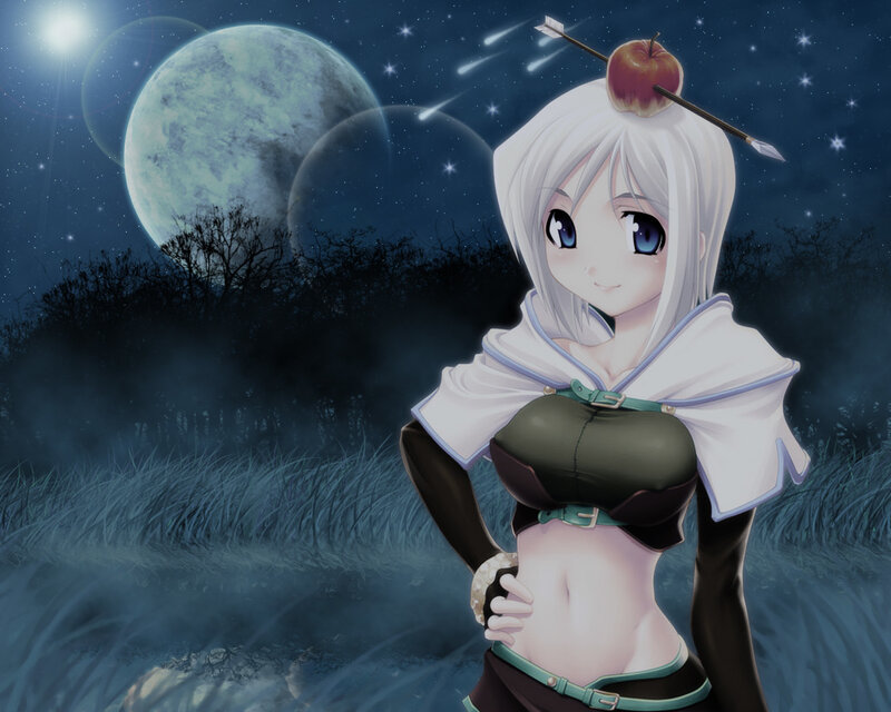 Anime girl with apple on arrow