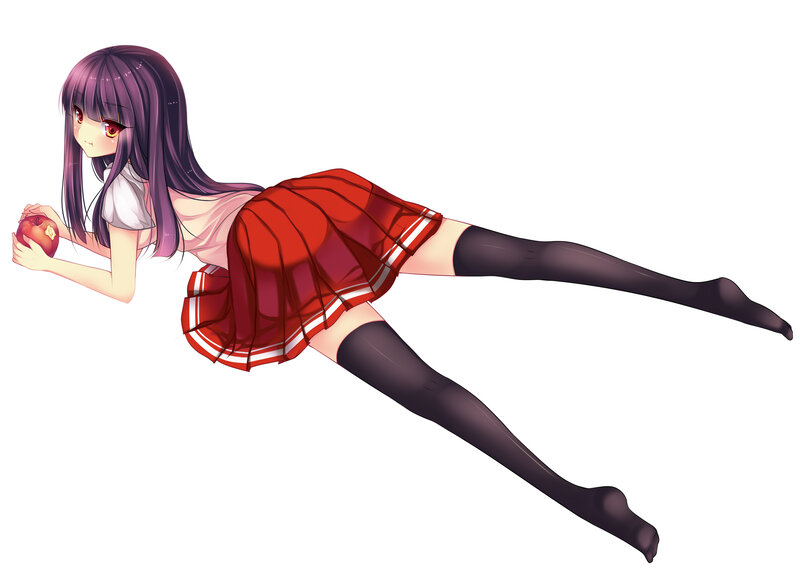 Anime Girl with Apple — Purple