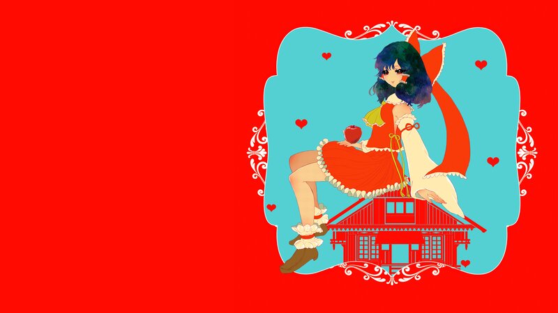 Anime Girl with Apple — Red, Whimsical