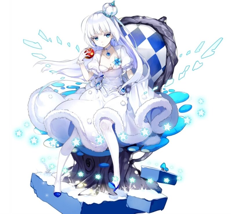 Anime Girl with Apple — White, Calm