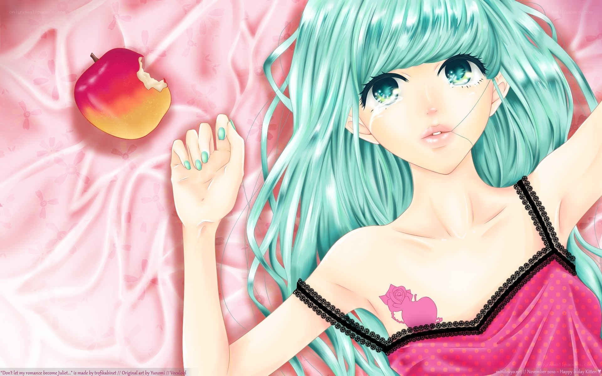 Anime girl with apple