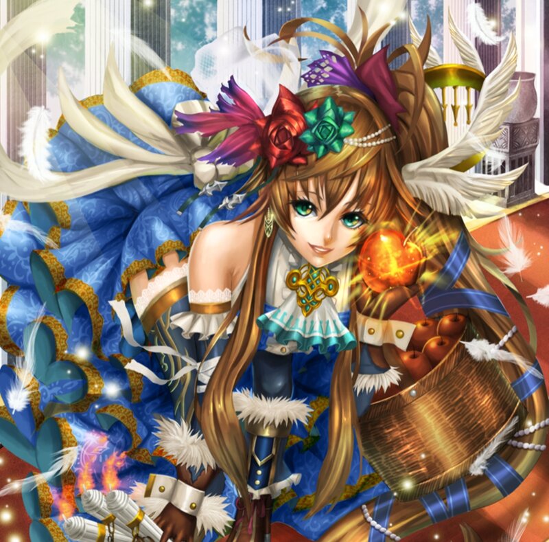 Anime Girl with Apples — Blue