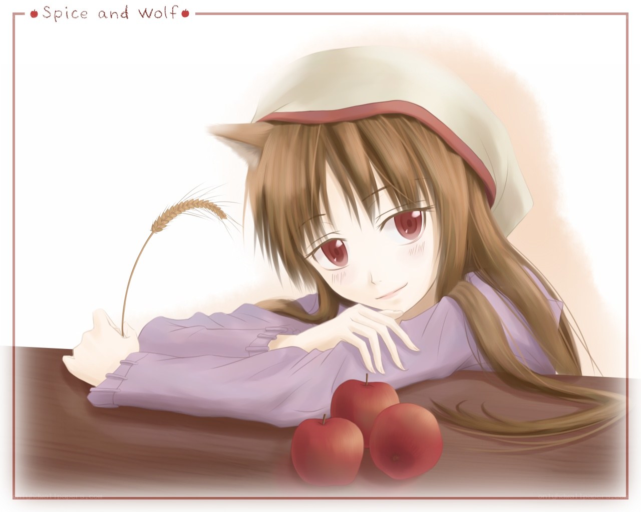 Anime girl with apples